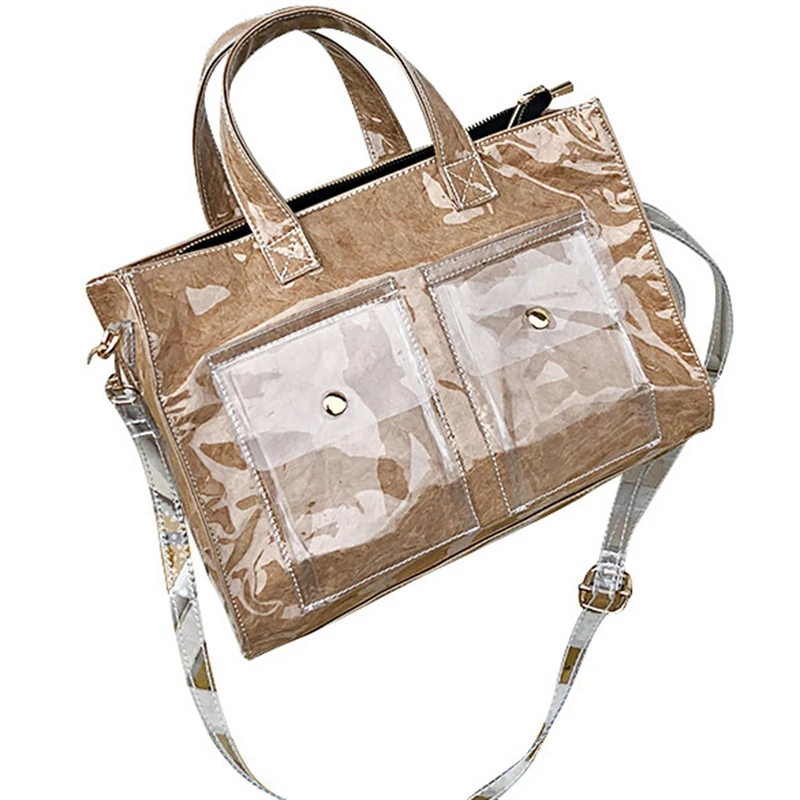 

ABZC-New Korean Casual Kraft Paper Handbag Versatile Simple Large Capacity Shoulder Bag