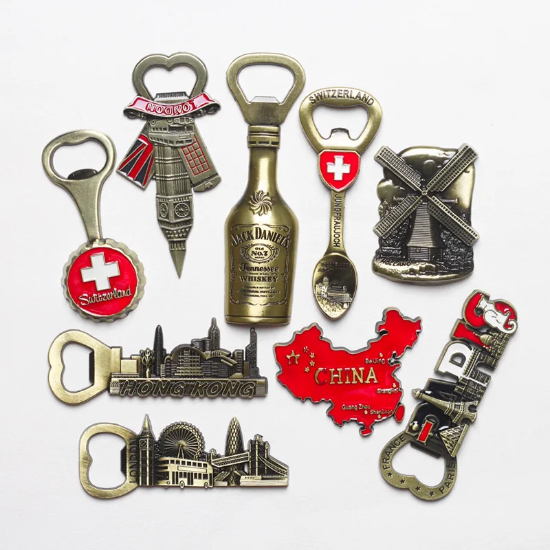 Best Tourist souvenir Switzerland Italy refrigerator magnet beer opener Europe Britain France Germany travel souvenir home decoration
