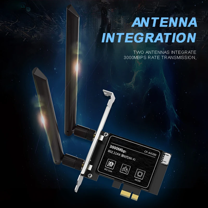 

High Speed 3000Mbps Wireless Network Card Dual Band 2.4GHz/5GHz AX200 PCI-E Network Cards For Desktop PC