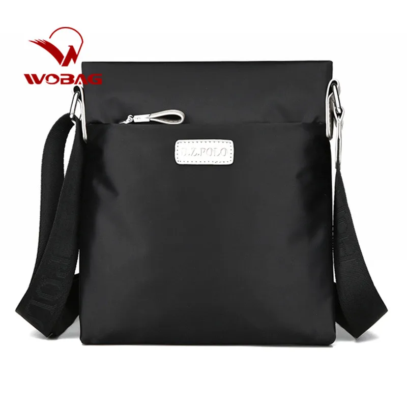 

Men Portable Square Solid Color Shoulder Bag Soft Nylon Material Messenger Bag Male