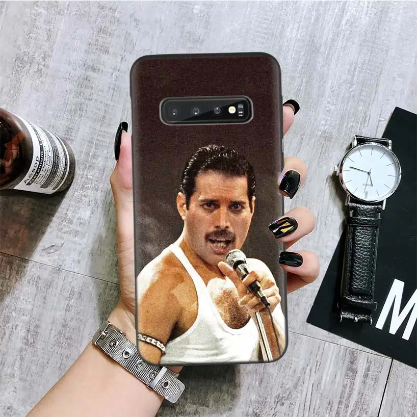 Queen Фредди Меркьюри черный чехол для телефона samsung Galaxy S10+ Plus Lite Note 10 9 8 S9 S8 J4 J6+ Plus S7 S6 Edge Capa