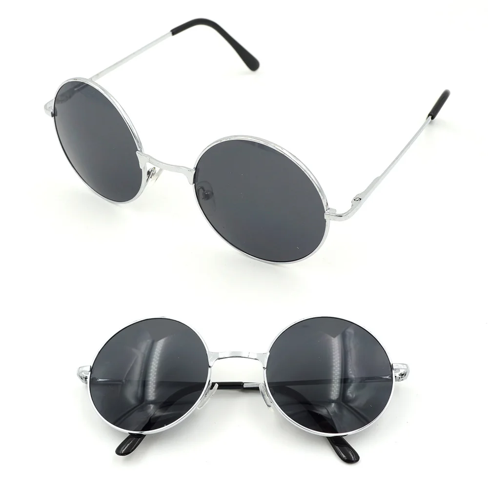 Silver Frame Детские винтажные Круглые Солнцезащитные очки женские мужские очки в стиле стимпанк градиентные линзы Модные Очки Хиппи оттенки Lennon Ozzy 030-263B - Цвет линз: Silver Frame