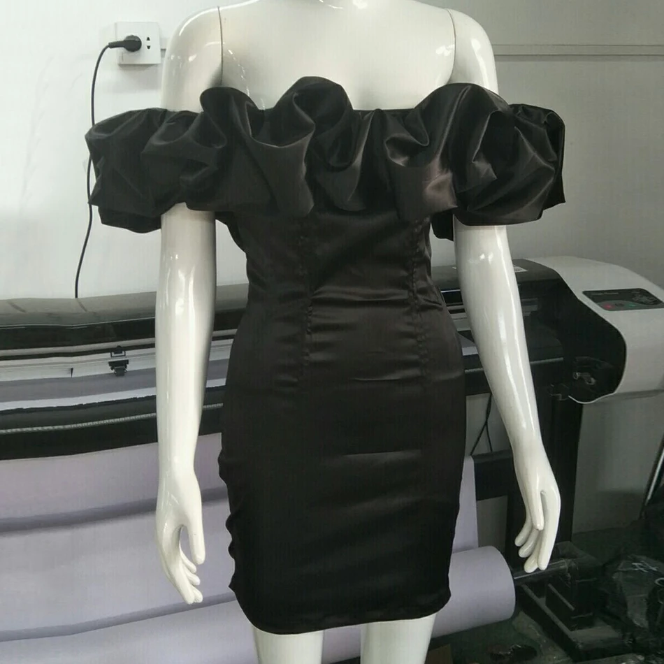 Новое модное женское мини-платье знаменитостей, Клубное, вечернее, сексуальное, с открытыми плечами, с оборками, облегающее, белое, Vestidos