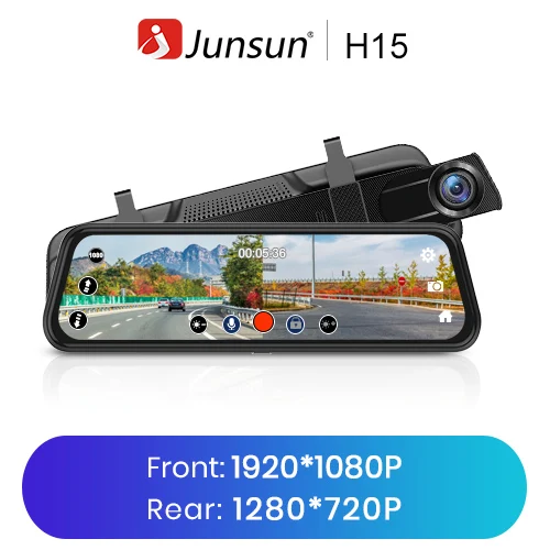 Junsun H15 Ultra HD 2K 2560*1440P Автомобильный видеорегистратор камера поток зеркало заднего вида 10 ''ips 1080P привод Видео Авто рекордер Регистратор - Название цвета: F1080 R720