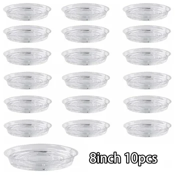 

10pcs Flower pot mat Saucer Drip Tray Round Pot Base Container Transparent
