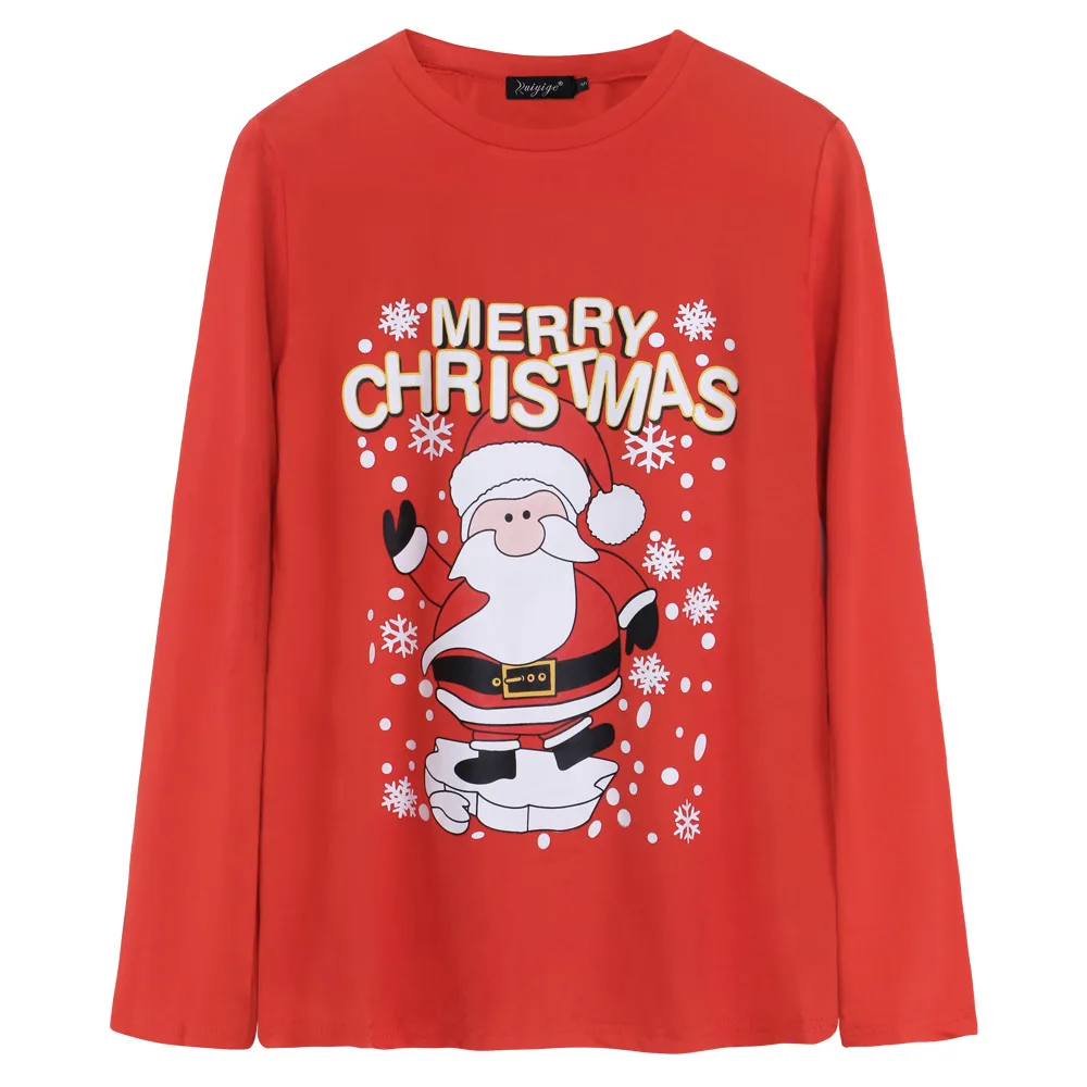 New Female Santa Claus Print Long Sleeve t shirt Women Loose Long Christmas Top Dress Ladies Autumn Winter t-shirt Femme