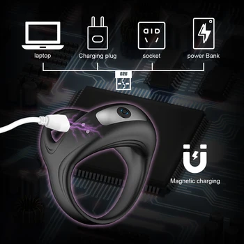 Male Vibrating Penis Ring Chastity Cage10 Mode Cock Ring Delay Ejaculation Men's Penis Ring Vibrator Sex Toys For Men Masturbato 3