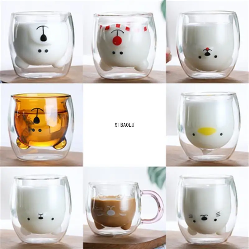 Double Wall Glass Christmass Mug Coffee Cup Double Wall Glass Glass
