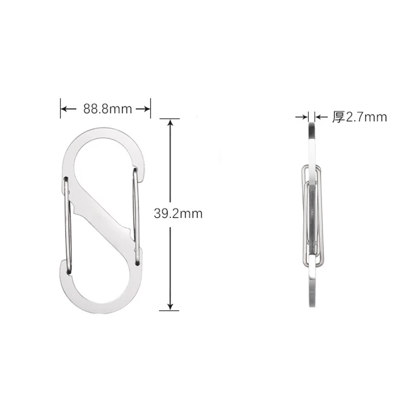 Нержавеющая сталь S Тип альпинистский крюк мини брелок карабин наружная двойная Пряжка брелок 8 Форма Пряжка для кемпинга 4#5#7#9