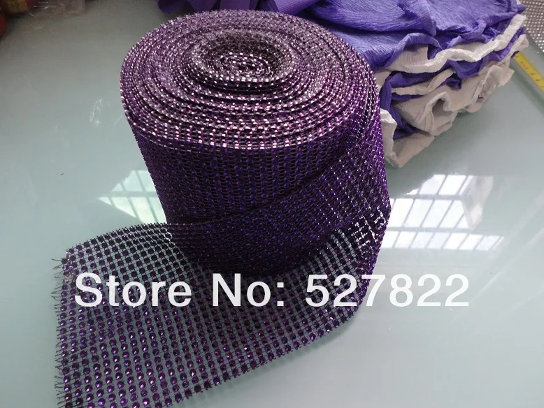 4.5x10 Yards 24 Row DIAMOND MESH WRAP ROLL SPARKLE RHINESTONE Crystal Ribbon x GoldBlackPinkSilverGoldRose Purple17.JPG