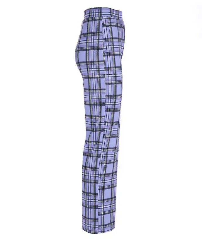 Женская Новая мода плед печати Тонкий обёрточная бумага прямые повседневные брюки