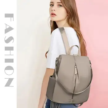 

Women Casual Backpack Fashion Simple Wild Oxford Canvas Large Capacity Solid Color Girls Travel Backpack