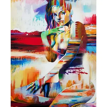 

frame Colorful Women diy painting By Numbers For Adults Canvas Painting Modern Wall Art Canvas For Home Decors Art