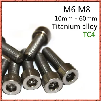 

5-10pcs/lot din912 M6/M8*10-60mm Titanium alloy TC4 cylinder hexagon socket cap screws 6AL4V Modified fixed screw mountain bike
