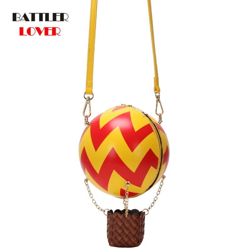 2020 Cute Hot Air Balloon Design Color Striped Fashion Women Shoulder Bag Tote Crossbody Bag Ladies Purses and Handbags Tote Bag