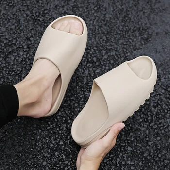 

Men's Summer Slides Breathable Cool Beach Slippers Solid Color Casual Flip Flops Home Men Slipper Lightweight Non Slip Shoes