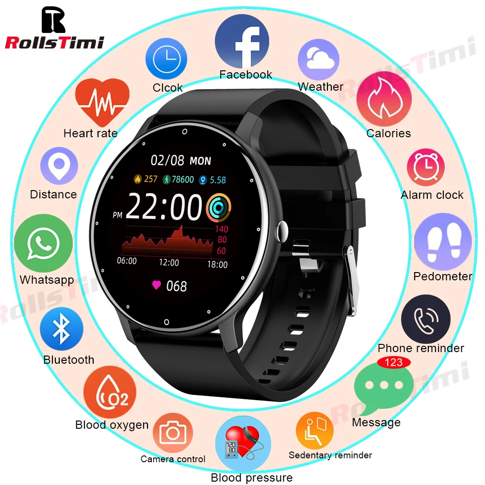 Rollstimi 2021 Ladies Smart Fashion Watch Men and Women Smart Wristband Bluetooth Call Sports Fitness Tracker Watches Waterproof