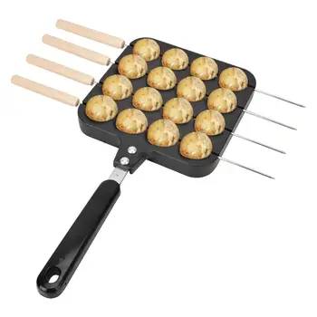 

16 Holes Non-Stick Takoyaki Grill Pan Molde Cooking Grill Baking Pan With 4Pcs Baking Needle Cast Aluminum Takoyaki Baking Tray