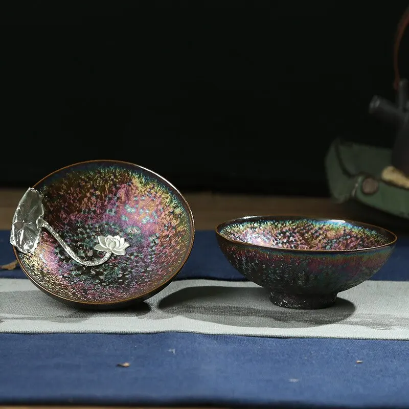 Красочные чайные наборы в измененная обжиганием в печи obsidian master cup особенности Ретро чайные наборы высокого класса