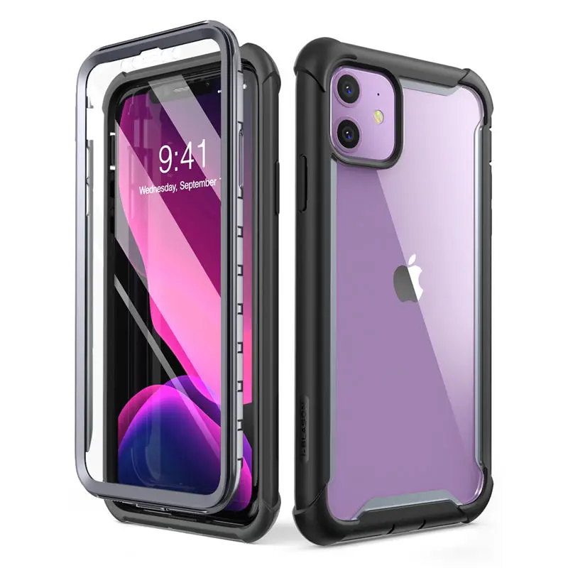 Для iPhone 11 чехол 6,1 дюйма( выпуск) i-BLASON Ares цельный прочный прозрачный чехол-бампер со встроенной защитной пленкой - Цвет: Black
