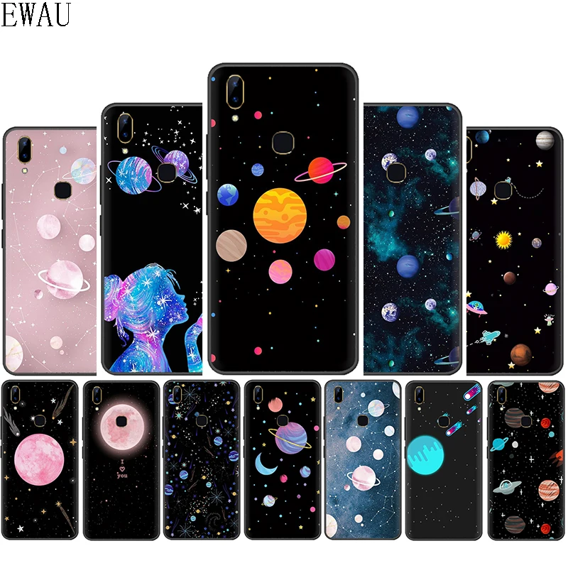 EWAU New Planet Space Pink Moon Silicone phone case for VIVO Y53 Y55 Y81 V5 V7 V9 V11 V15 Pro Y17 Y69 Y71 Y91 Y93 Y66 X9