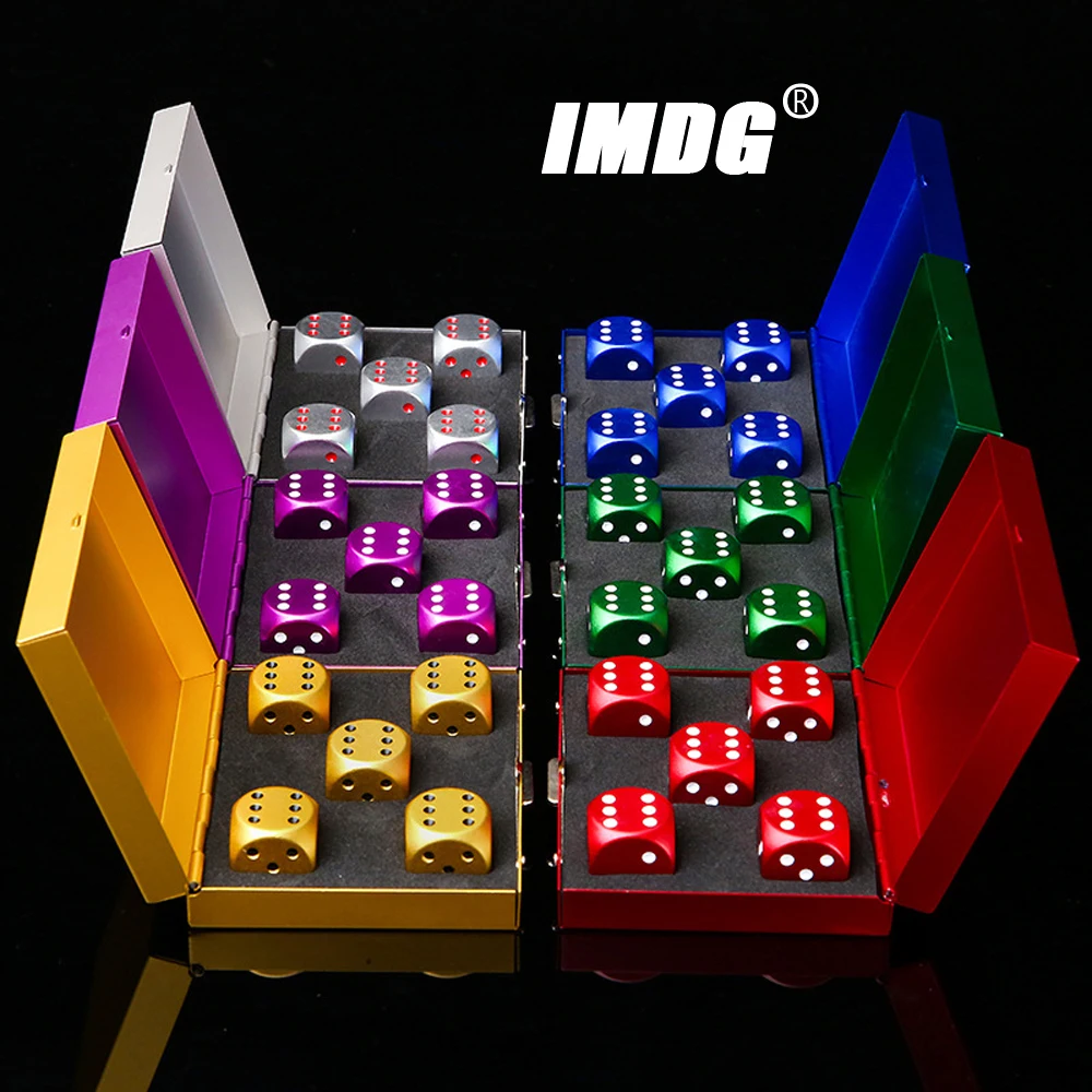 Game Dice Dice Set Colorful Aluminum Alloy Metal Dice Square Box 16mm Round Corner 5pcs/pack