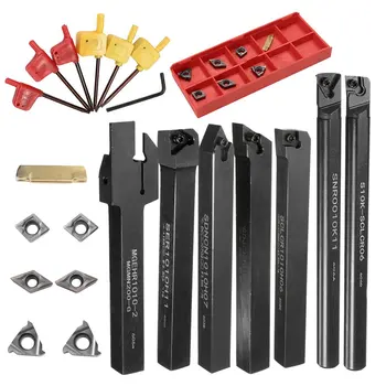 

21PCS/SET DCMT CCMT Carbide Insert + 10mm Boring Bar Tool Holder + Wrench For Lathe Turning Tool Shank Lathe Turning Tool