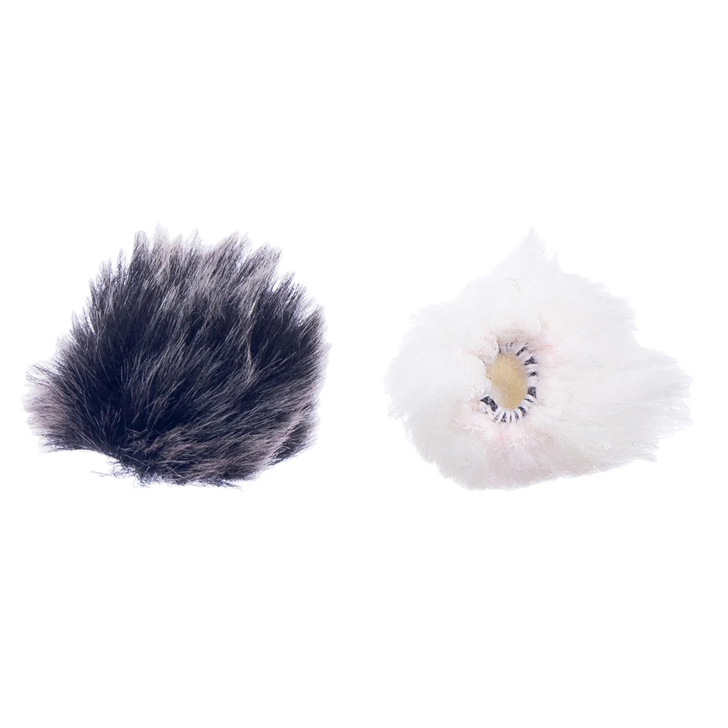 Durable 2Pcs Black +White Fur Lapel Microphone Windshield Musical Instrument Parts 0.20inch