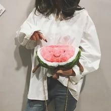 Женская модная сумка для девочек, универсальная шерстяная винтажная сумка через плечо с цепочкой, милая маленькая квадратная сумка в форме арбуза