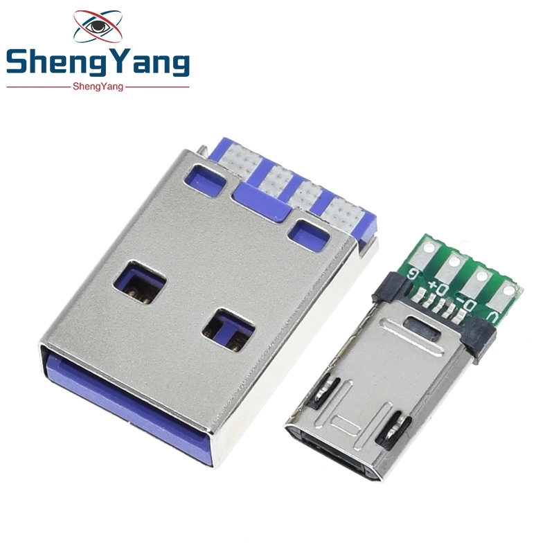 Micro Stecker Mit Solder Platte doppelseitige Micro 5P Stecker USB Stecker + Typ A 3A 4PIN männlichen USB DIY OTG Daten Ladung DIY – Detail 5