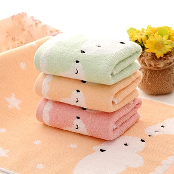 

100% Cotton High Quantity Baby Soft Hand Towel Baby Towel Infant Cartoon Bear Handkerchief Towels