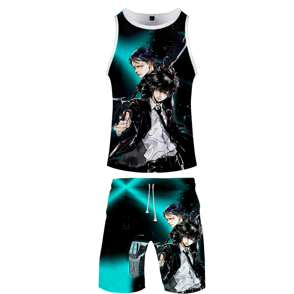 Psycho-Pass комплект из двух предметов майка и шорты Harajuku мужская майка уличная Psycho-Pass баскетбол без рукавов уличная