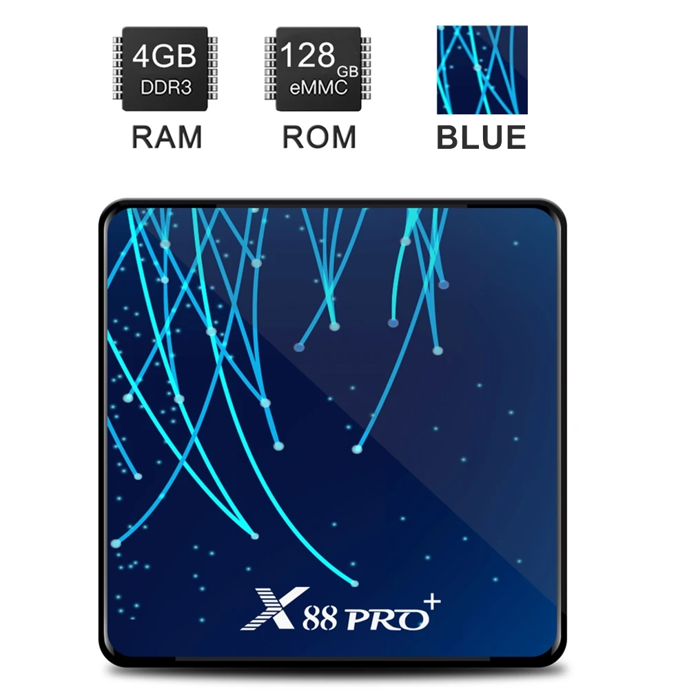 4GB 128GB Blue ТВ-приставка 4K Android 9,0, Восьмиядерный процессор RK3368, 5G, WiFi, 4 K, 3D смарт-ТВ-приставка, потоковая сеть, медиаплеер, приставка Android, ТВ-приставка - Color: 4GB 128GB Blue