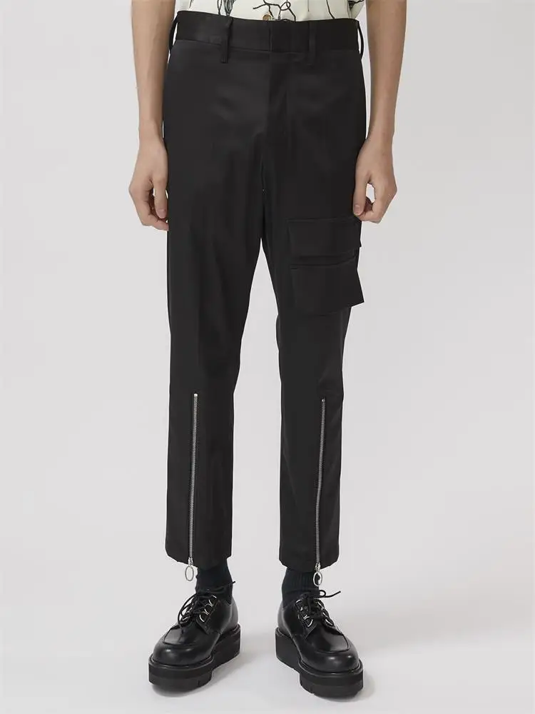

Men's Casual Pants Pencil Pants Straight Pants Spring And Autumn New Black Zipper Spliced Youth Slim And Versatile Pants