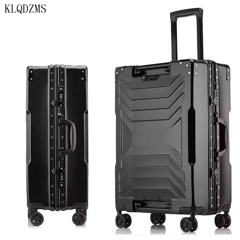 Klqdzms 20" 24"26" 29" Inch Luxury Aluminum Frame Rolling Luggage Men