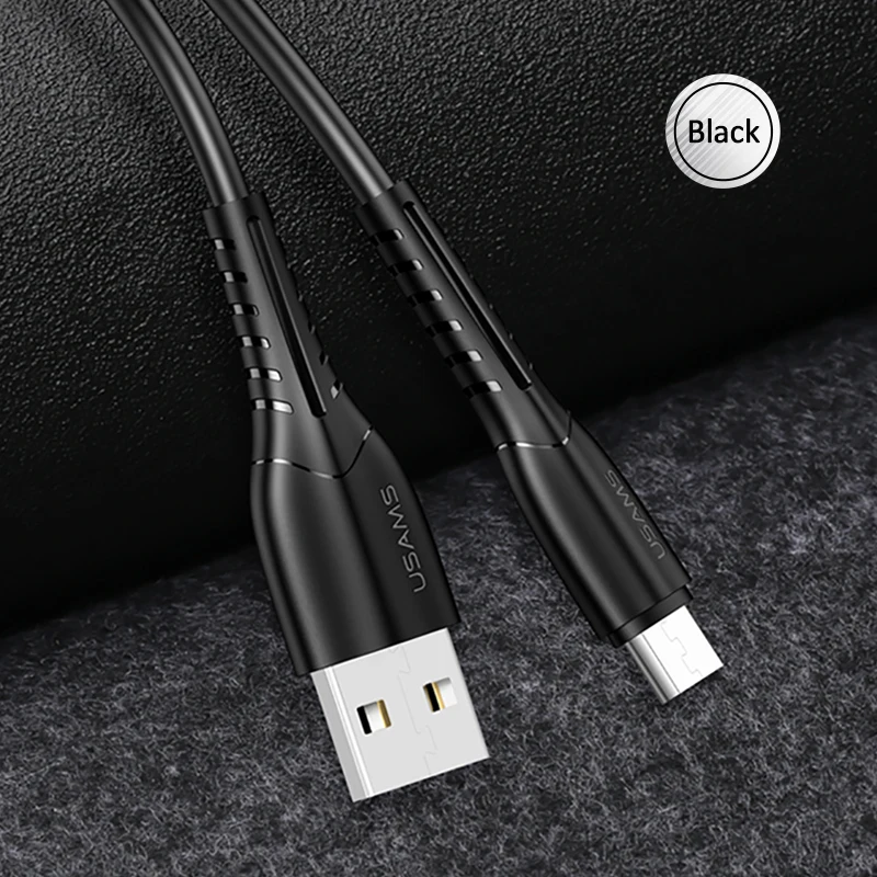 USAMS микро USB кабель для быстрой зарядки для Xiaomi Redmi Note 5 Pro Android кабель для передачи данных для мобильного телефона для samsung S7 микро Зарядное устройство - Цвет: Black Micro USB