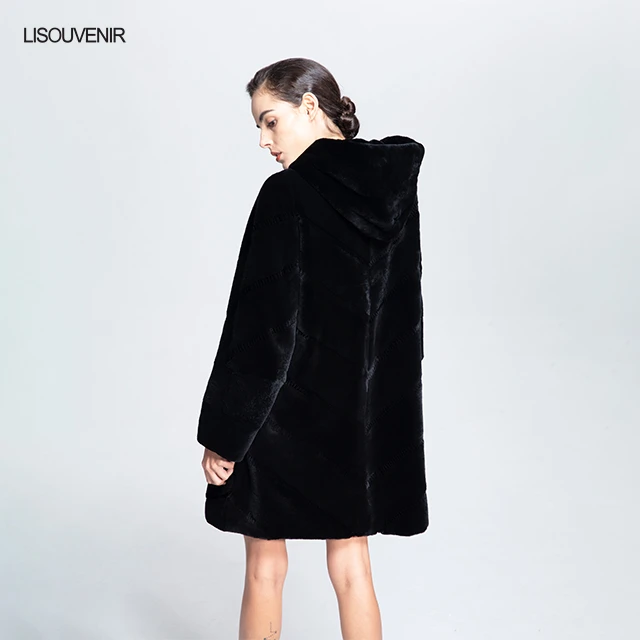 Lisouvenir стиль Настоящее меховое пальто из норки меховая одежда теплая мягкая Роскошная зимняя куртка из натурального меха норки с капюшоном для женщин