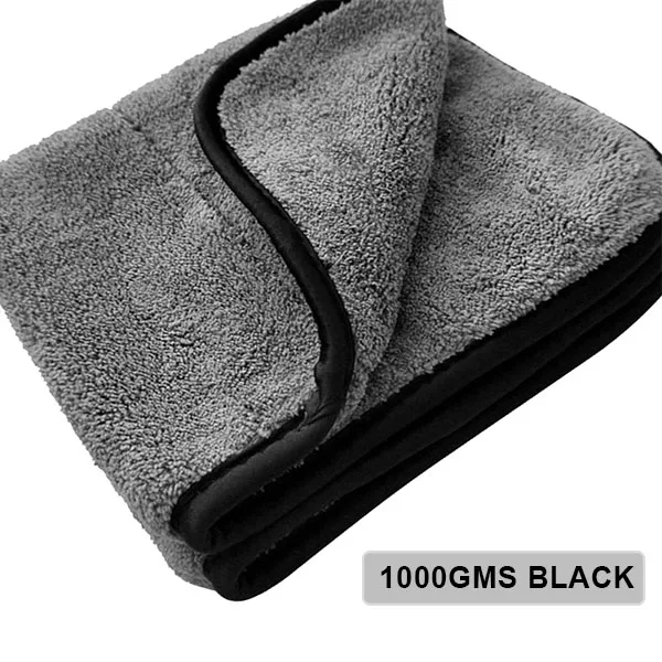 Автомойка 1200GSM, полотенце из микрофибры для мытья автомобиля, ткань для Сушки автомобиля, толстая тряпка для мытья автомобиля, ткань для ухода за автомобилями, кухонной машиной тряпка для авто микрофибра для автомоб - Цвет: 1000GSM Black