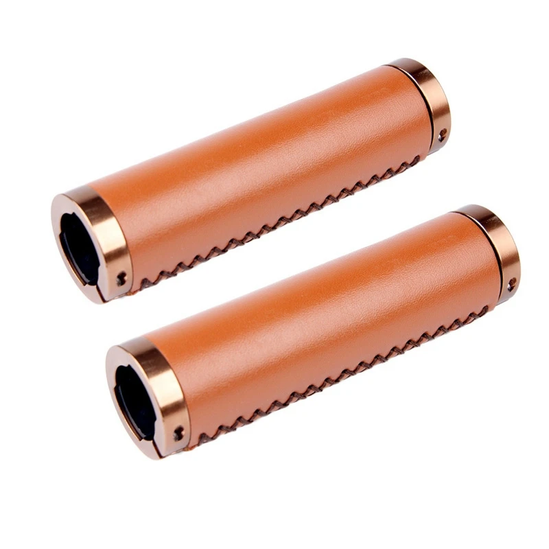 1 Pair PU Leather Bicycle Handlebar Grip Soft Grips Lock-on Mountain Bike Handlebar Bike Handle Bicycle Parts - Цвет: Фиолетовый