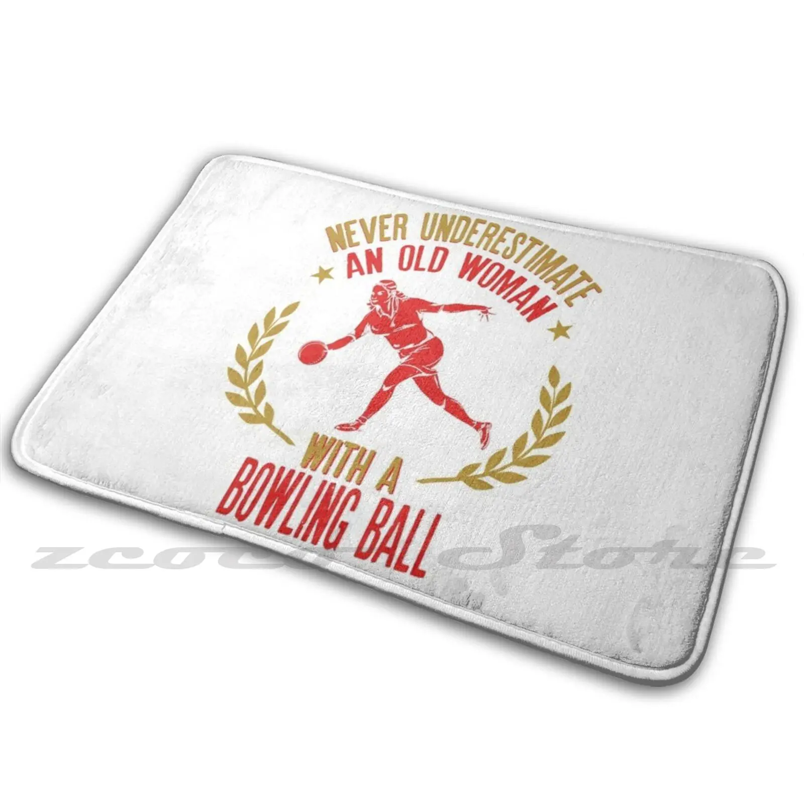 Never Underestimate An Old Woman With A Bowling Ball Product Soft Mat Doorway Non-Slip Water Uptake Carpet Funny | Дом и сад