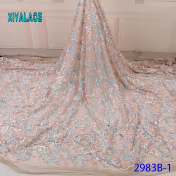 

African Lace Fabric 2019 High Quality Sequins French Organza Lace Fabric Luxury New Arrival Lace Fabrics For Wedding YA2983B-1