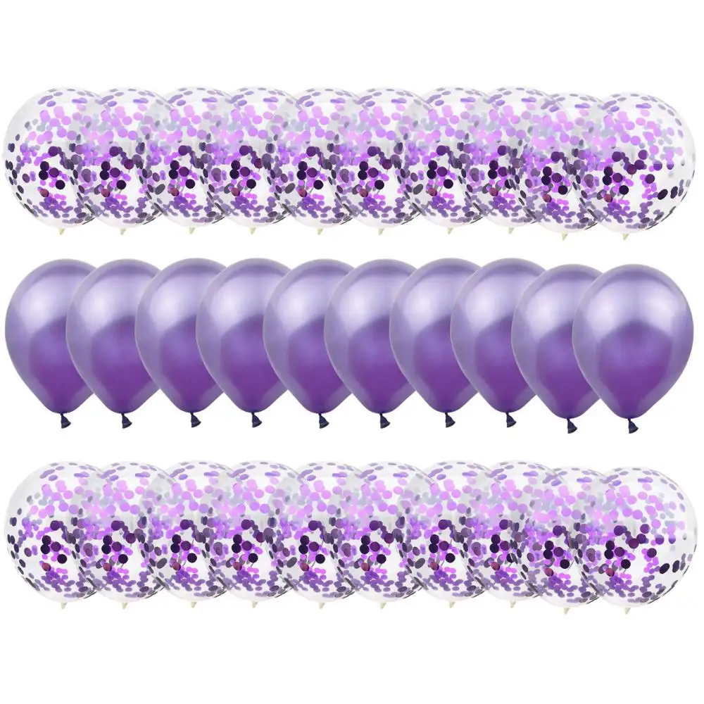 purple 20pcs/set 12inch Rose Gold Balloon Confetti Gold Birthday Party Decoration Anniversary Wedding Balloons Gift for Wedding Guests - Цвет: purple