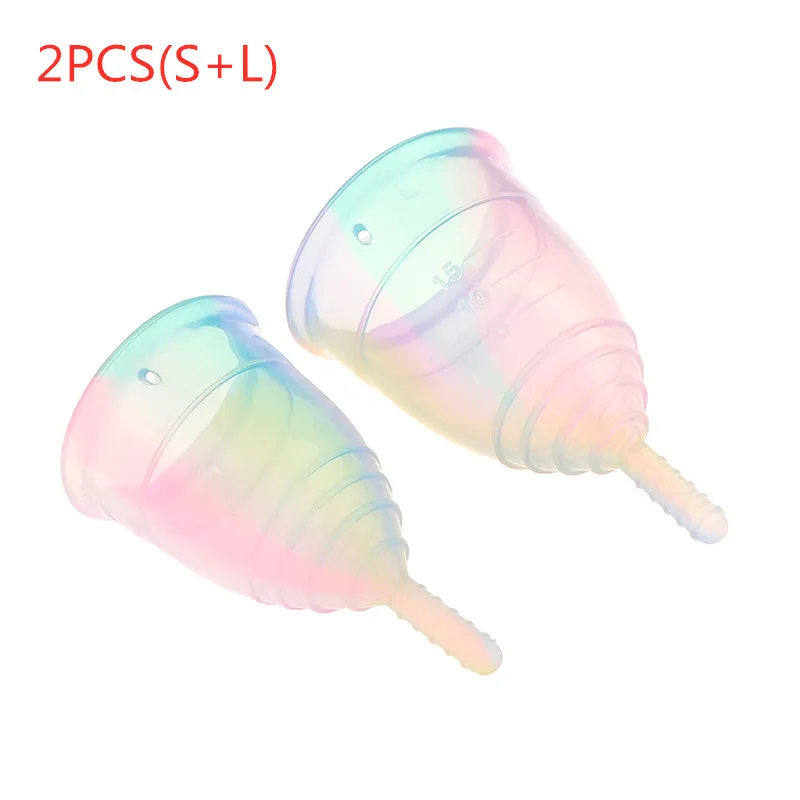 1PC/2PCS Colorful Women Cup Medical Grade Silicone Menstrual Cup Feminine Hygiene Menstrual Lady Cup Health Care Period Cup
