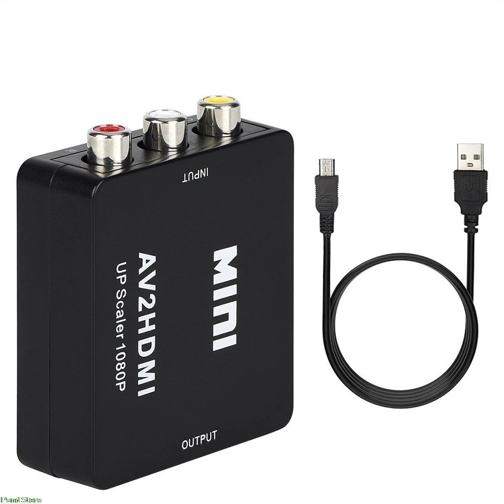 Портативный размер Черный RCA AV к HDMI-совместимый конвертер/адаптер подходит для