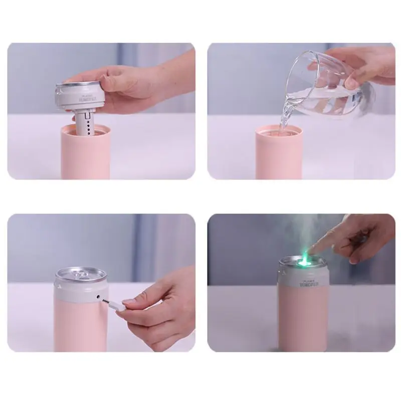 200 мл Can Shaped Автомобильный увлажнитель воздуха диффузор очиститель с USB вентилятором светодиодный светильник комплект