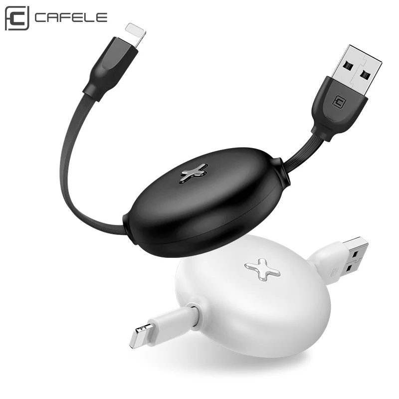Выдвижной usb-кабель CAFELE для iphone X, XS, MAX, XR, 8, 7, 6 Plus, милый мини-кабель, ультра-светильник, портативный usb-кабель для зарядки и передачи данных