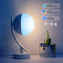 7 Вт RGB светодиодный Настольный светильник умный голосовой светодиодный пульт управления Wi-Fi приложение пульт дистанционного затемнения спальня ночник круглый Alexa Google домашние настольные светильники