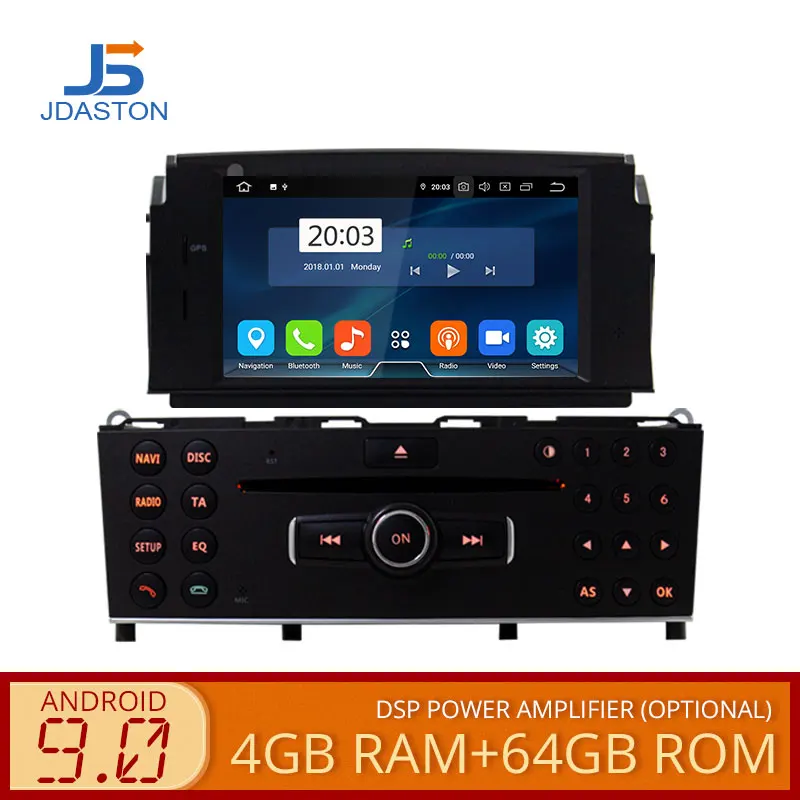 Cheap JDASTON Android 9.0 Car DVD Player For Mercedes Benz C200 C180 W204 2007-2010 Multimedia GPS Stereo 1Din Radio 4G+64G Octa Cores 0