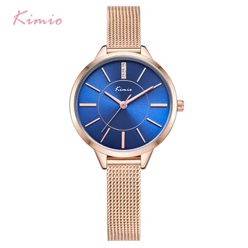 

NO.2 Women Crystal Blue Quartz Watches Woman Ladies Simple Stainless Steel Mesh Band Dress Bracelet Wrist Watch Clock With Box