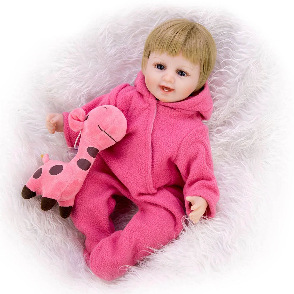 46 см Кукла reborn baby girl розовая мягкая силиконовая кукла для тела светлые волосы